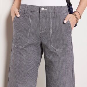Evereve Maggie Railroad Pants Blue and white pinstripes Wide leg High rise